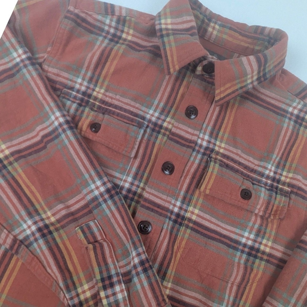 LL Bean Signature Archive Chamois Cloth Shirt Slim Plaid Rust Mens Med Regular